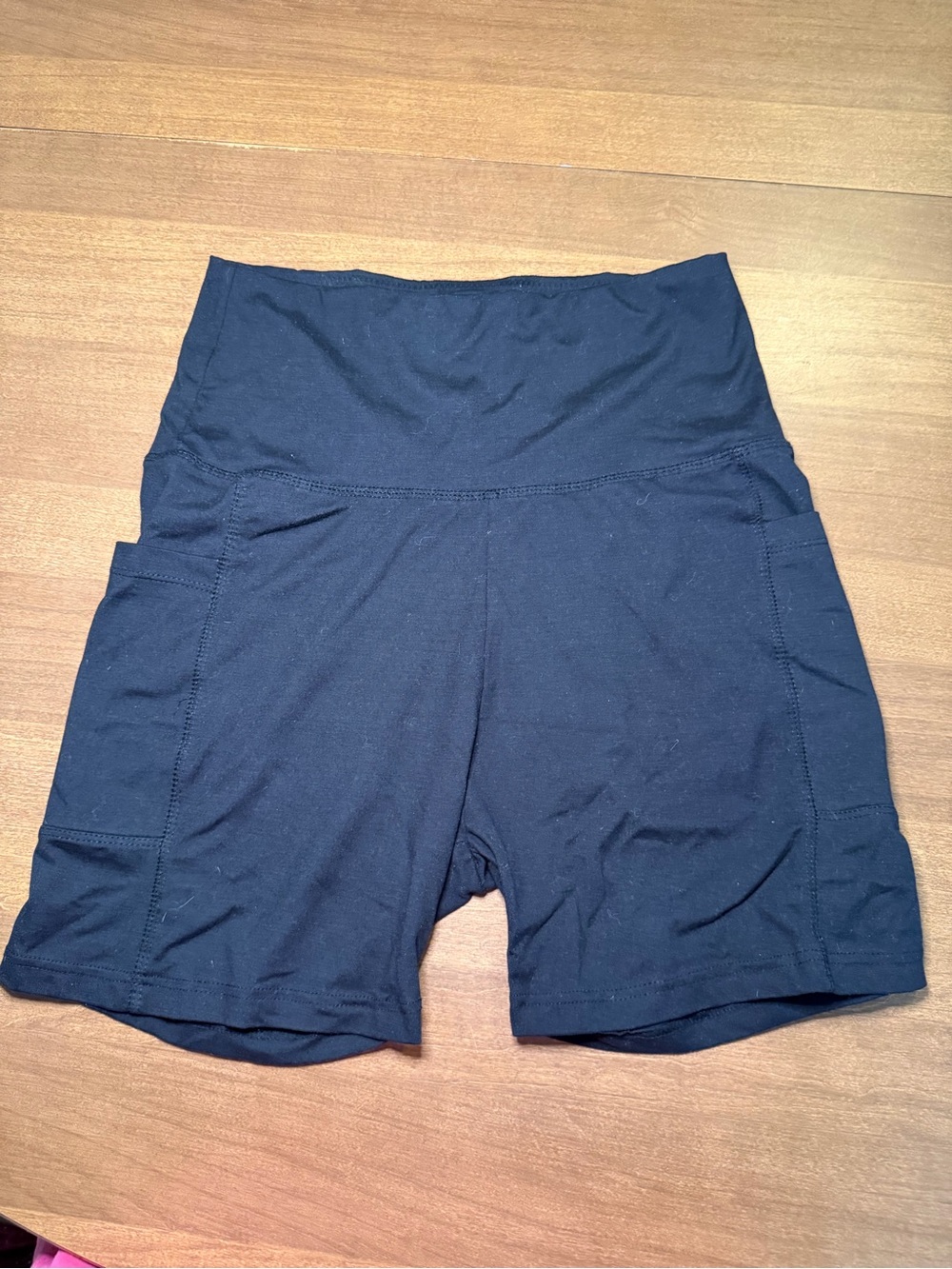 Black High Waisted Athletic Bike Shorts with Side Pockets - Size Small/Medium